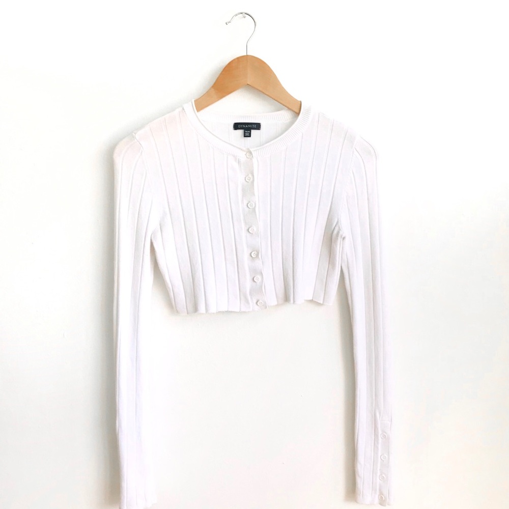 DYNAMITE White crop cardigan - Picture 3 of 8